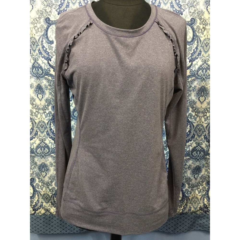 HIND L Large Purple Long Sleeve Crew Neck Shirt Thumbholes